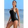 imagebeautyin Womens One Piece Swimsuits Athletic Double Straps Slimming Bathing Suit Sports SwimwearBlack