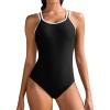 imagebeautyin Womens One Piece Swimsuits Athletic Double Straps Slimming Bathing Suit Sports SwimwearBlack