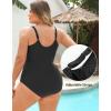 imagebeautyin Plus Size Swimsuit for Women Adjustable Straps ampamp Tummy Control Ruched Bathing SuitBlack