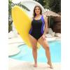 imagebeautyin Plus Size Swimsuit for Women Adjustable Straps ampamp Tummy Control Ruched Bathing SuitBlueBlack
