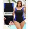 imagebeautyin Plus Size Swimsuit for Women Adjustable Straps ampamp Tummy Control Ruched Bathing SuitBlueBlack