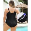 imagebeautyin Plus Size Swimsuit for Women Adjustable Straps ampamp Tummy Control Ruched Bathing SuitBlueBlack