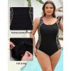 imagebeautyin Plus Size Swimsuit for Women Adjustable Straps ampamp Tummy Control Ruched Bathing SuitFireworkBlack