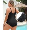imagebeautyin Plus Size Swimsuit for Women Adjustable Straps ampamp Tummy Control Ruched Bathing SuitFireworkBlack
