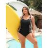 imagebeautyin Plus Size Swimsuit for Women Adjustable Straps ampamp Tummy Control Ruched Bathing SuitFireworkBlack