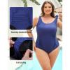 imagebeautyin Plus Size Swimsuit for Women Adjustable Straps ampamp Tummy Control Ruched Bathing SuitNavy