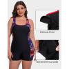 imagebeautyin Plus Size Swimsuit for Women Athletic Boyleg One Piece Bathing SuitBlackRed Printed