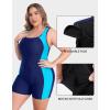 imagebeautyin Plus Size Swimsuit for Women Athletic Boyleg One Piece Bathing SuitBlueNavy