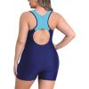 imagebeautyin Plus Size Swimsuit for Women Athletic Boyleg One Piece Bathing SuitBlueNavy