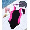 imagebeautyin Girls One Piece Swimsuits Size 716 Athletic Racerback Bathing SuitBlackRose