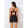 imagebeautyin Boyleg Swimsuits for Women Athletic One Piece Bathing Suit Crisscross Back SwimwearFlag