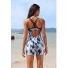 imagebeautyin Boyleg Swimsuits for Women Athletic One Piece Bathing Suit Crisscross Back SwimwearGrayBlack