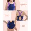 imagebeautyin Girls Swimsuit Athletic One Piece Practice Swimwear Competition Bathing SuitNavyPurple
