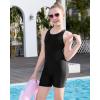 imagebeautyin Girls Swimsuit Size 814 Boyleg One Piece Athletic Bathing Suit Training SwimwearAll Black