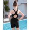 imagebeautyin Girls Swimsuit Size 814 Boyleg One Piece Athletic Bathing Suit Training SwimwearAll Black