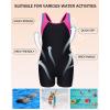 imagebeautyin Girls Swimsuit Size 814 Boyleg One Piece Athletic Bathing Suit Training SwimwearMagentaBlack