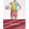 imagebeautyin Gymnastics Leotards for Girls Dance Unitards Shorts Outfits ActivewearColorfulRainbow