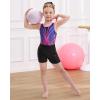 imagebeautyin Gymnastics Leotards for Girls with Shorts Ballet Dance Unitards BiketardsBlackPurple