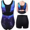 imagebeautyin Gymnastics Leotards for Girls with Shorts Ballet Dance Unitards BiketardsBlackStarry Sky