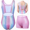 imagebeautyin Gymnastics Leotards for Girls with Shorts Ballet Dance Unitards BiketardsPinkMulticolor