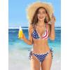 imagebeautyin Womens Bikini Swimsuit Triangle String Halter Two Piece Bathing SuitsFlag