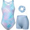 imagebeautyin Gymnastics Leotards for Girls Dance Unitards Shorts Outfits ActivewearBaby BlueFish Scale