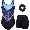 imagebeautyin Gymnastics Leotards for Girls with Shorts Ballet Dance Unitards BiketardsBlackMulticolor