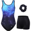 imagebeautyin Gymnastics Leotards for Girls with Shorts Ballet Dance Unitards BiketardsBlackStarry Sky