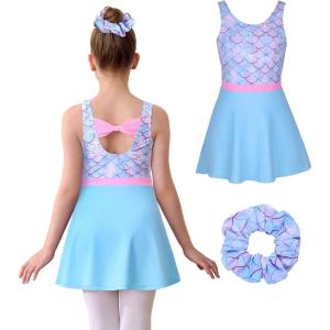 imagebeautyin Girl Gymnastics Leotards Unitards Ballet Dance Dress Tumbling OutfitsBaby BlueFish Scale