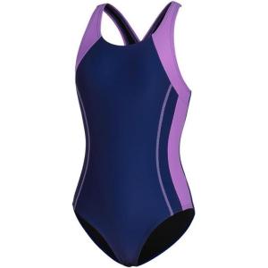 imagebeautyin Girls Swimsuit Athletic One Piece Practice Swimwear Competition Bathing SuitNavyPurple