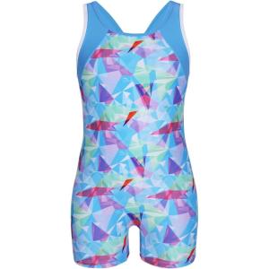 imagebeautyin Girls Swimsuit Size 814 Boyleg One Piece Athletic Bathing Suit Training SwimwearBlue Print