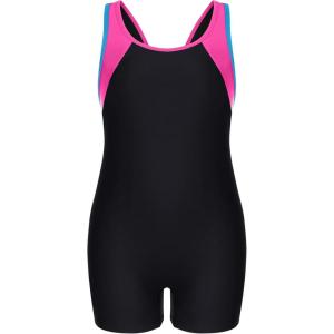 imagebeautyin Girls Swimsuit Size 814 Boyleg One Piece Athletic Bathing Suit Training SwimwearMagentaBlack