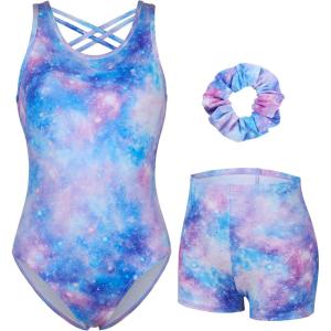 imagebeautyin Gymnastics Leotards for Girls Dance Unitards Shorts Outfits ActivewearMulticolorStarry Sky