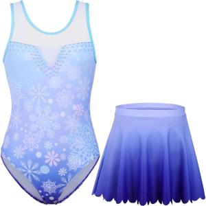 imagebeautyin Gymnastics Leotards for Girls with Skirt Sleeveless Ballet Dance Dress Outfit 410 YearsPure  Snowflake