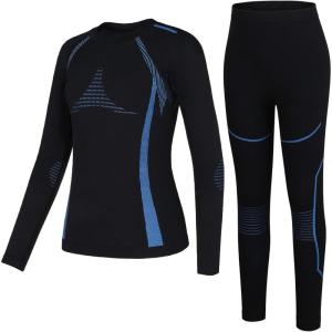 imagebeautyin Thermal Underwear for Kids Athletic Thermals Top and Bottom Set Boys Girls Long Johns Set Winter Base LayerBlackBlue