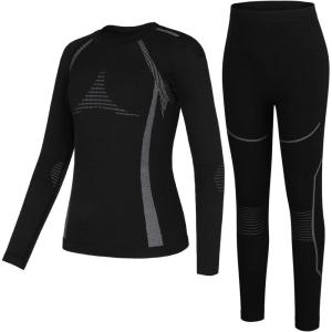 imagebeautyin Thermal Underwear for Kids Athletic Thermals Top and Bottom Set Boys Girls Long Johns Set Winter Base LayerBlackGrey