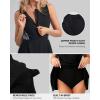 imagebeautyin Womens One Piece Swimsuit Zip Up Swim Dress Color Blocks Modest Bathing SuitBlack Print