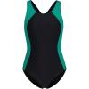 imagebeautyin Girls One Piece Swimsuits Size 716 Athletic Racerback Bathing SuitBlackGreen