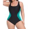 imagebeautyin Plus Size Swimsuit for Women Adjustable Straps Tummy Control One Piece UBack Bathing SuitsBlackGreen