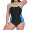 imagebeautyin Plus Size Swimsuit for Women Tummy Control One Piece Athletic Bathing Suit Full Coverage SwimwearBlackRoyalYellow Print