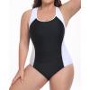 imagebeautyin Plus Size Swimsuit for Women Tummy Control One Piece Athletic Bathing Suit Full Coverage SwimwearBlackWhite Blocks