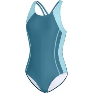 imagebeautyin Girls Swimsuit One Piece Swimwear Athletic Competition Bathing Suit 716YHaze BlueAqua Blue