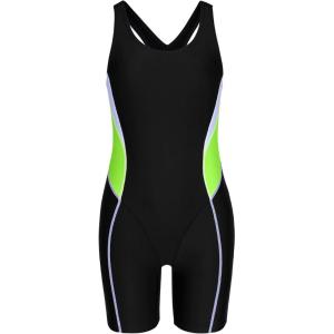 imagebeautyin Girls Swimsuit Size 716 Boyleg One Piece Athletic Bathing Suit Training SwimwearBlackYellow