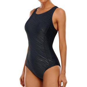 imagebeautyin Womens One Piece Athletic Racerback Swimsuit Slimming Bathing SuitSolid Black