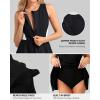 imagebeautyin Womens One Piece Swim Dress Athletic Swimsuits Modest Bathing Suit 2026 Zip Up SwimdressBlackWhite