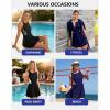 imagebeautyin Womens One Piece Swim Dress Athletic Swimsuits Modest Bathing Suit 2026 Zip Up SwimdressNavyPink