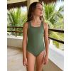 image:imageBeautyIn Girls Swimsuit Scalloped Ribbed One Piece Bathing Suit Adjustable Straps Teen SwimwearArmy Green