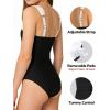 image:imagebeautyin Girls Swimsuit One Piece Bathing Suits Retro Square Neck Ruched Adjustable Strap Swimwear 716YBlack