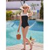 image:imagebeautyin Girls Swimsuit One Piece Bathing Suits Retro Square Neck Ruched Adjustable Strap Swimwear 716YBlack