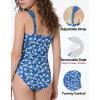 image:imagebeautyin Girls Swimsuit One Piece Bathing Suits Retro Square Neck Ruched Adjustable Strap Swimwear 716YBlueWhite Floral